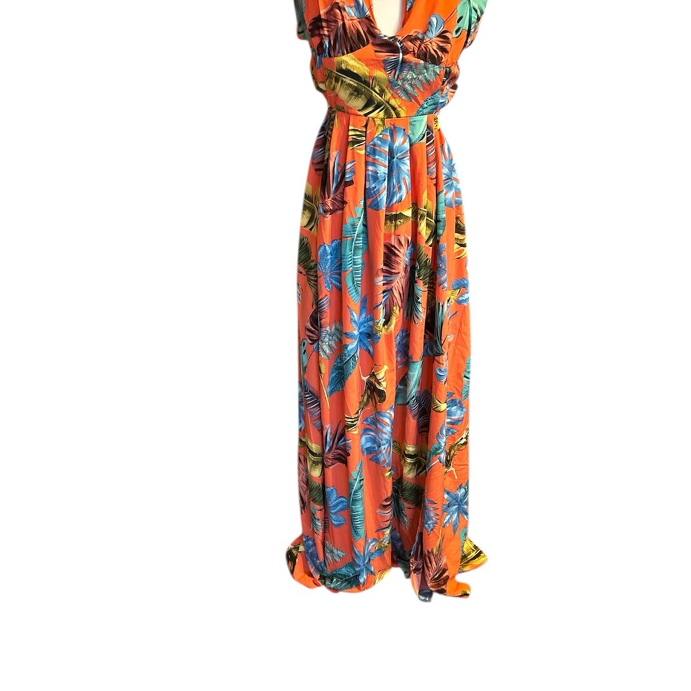 Fashion Nova Orange Halter Maxi Dress